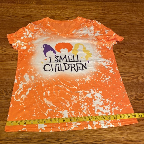 NWOT MD Orange & White Speckled Paint Splatter Halloween Short Sleeve Top - Picture 7 of 8